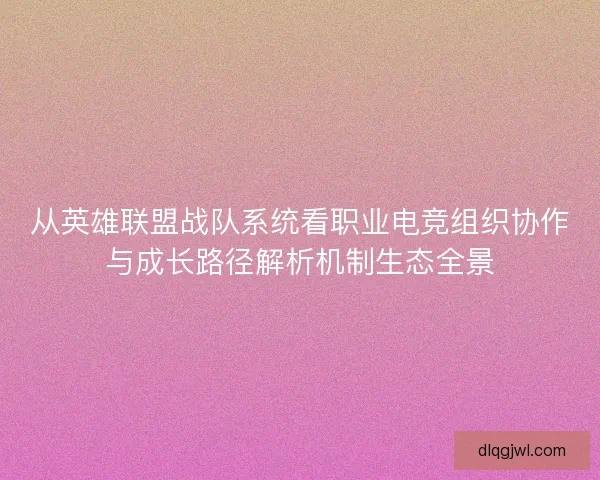 从英雄联盟战队系统看职业电竞组织协作与成长路径解析机制生态全景